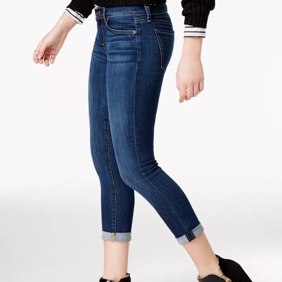 7 For All Mankind Skinny Crop and Roll medium wash low rise jeans size 26 - Picture 3 of 14